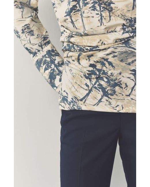 Next Gray Tree Print Long Sleeve Ruched Detail Blouse