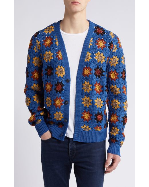 Corridor NYC Blue Hand Crochet Pima Cotton Cardigan for men