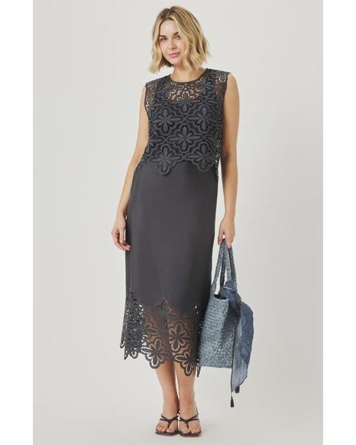 Splendid Gray Pia Pinwheel Eyelet Shell