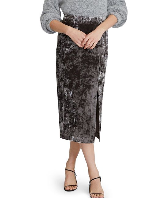 Club Monaco Crushed Velvet Midi Skirt in Black Lyst