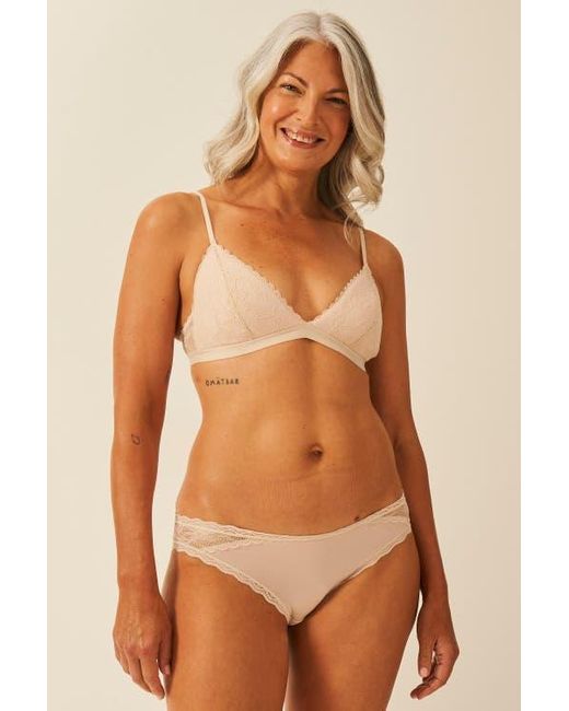 Stripe & Stare Brown Eco Lace Padded Triangle Bra & Original Knicker Set