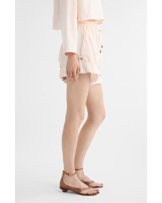 Chloé Natural Soft Stripe Organic Cotton Shorts