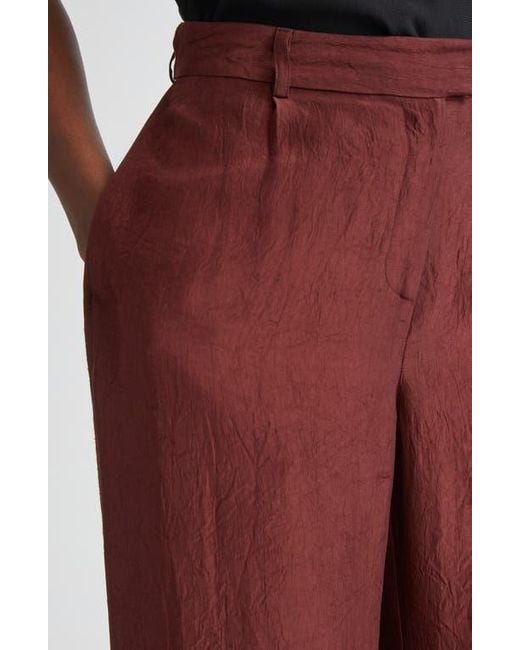 Jason Wu Red Crinkled Satin Straight Leg Trousers