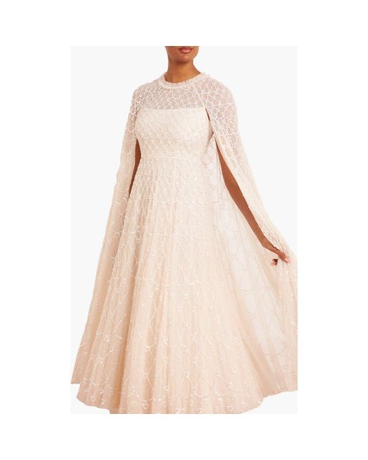 Needle & Thread Pink Heart Lattice Cape Ankle Gown