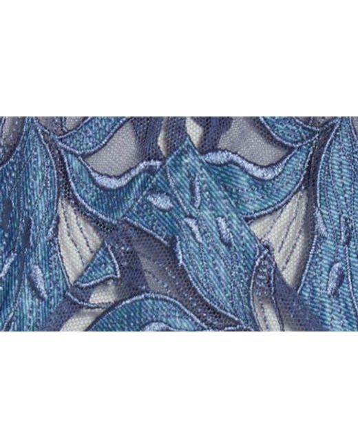 Fleur du Mal Blue Lily Embroidered Hipster Thong