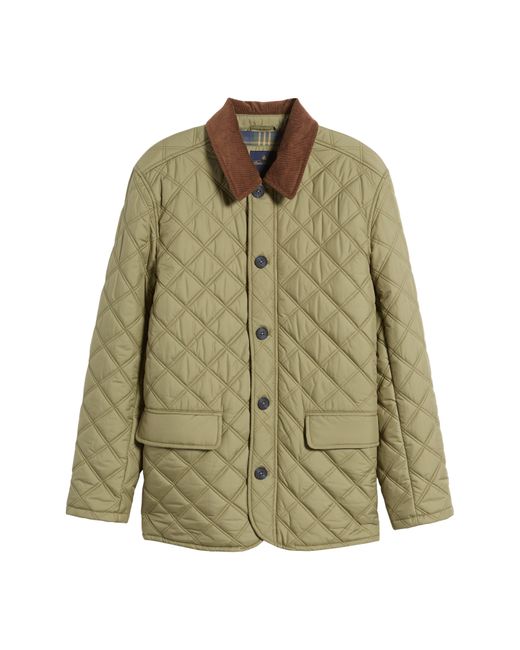 Brooks Brothers Diamond Quilted Water Repellent Walking Coat in Green ...