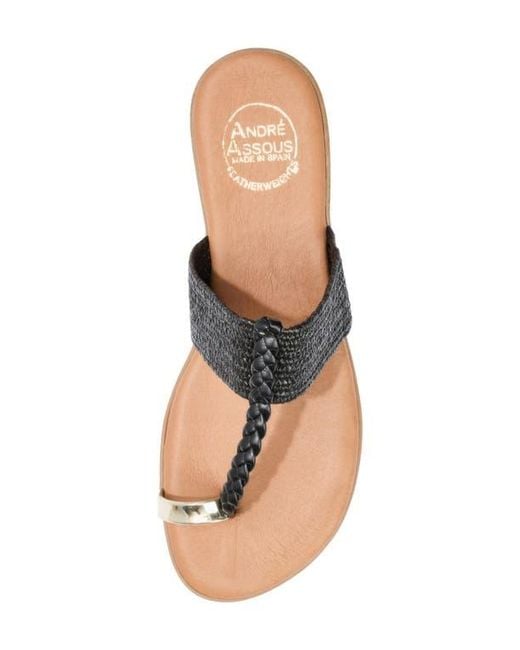 Andre Assous Black Neo Toe Loop Sandal