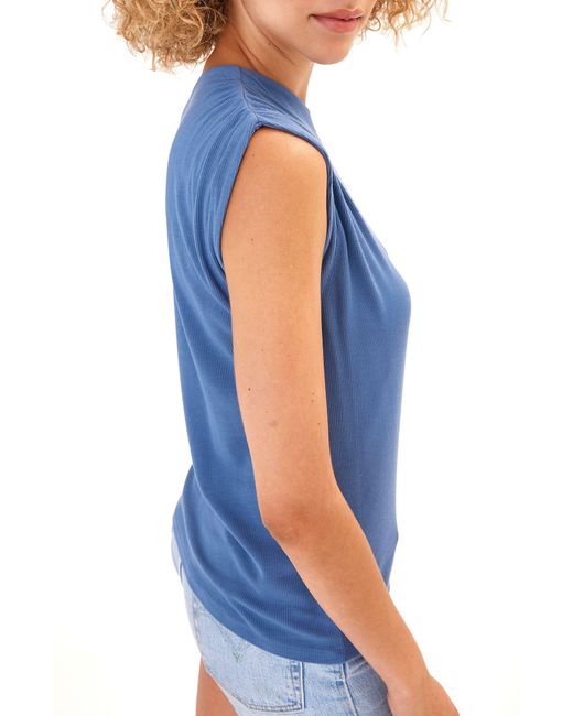 Threads For Thought Blue Leoni Feather Rib One-shoulder Top