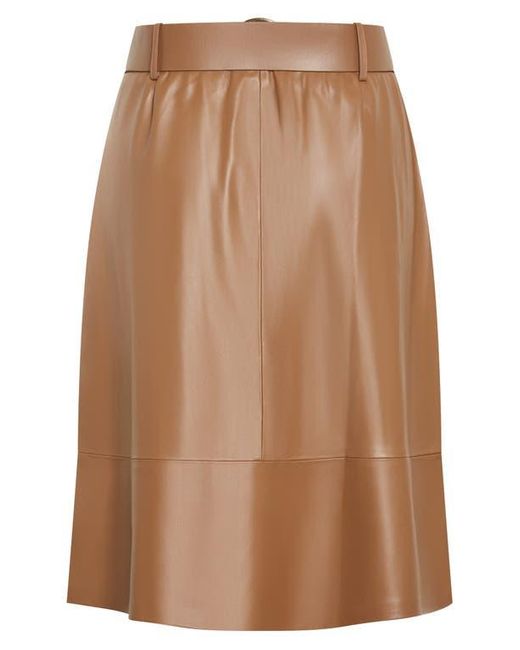 City Chic Brown Untamed Belted Faux Leather Skirt