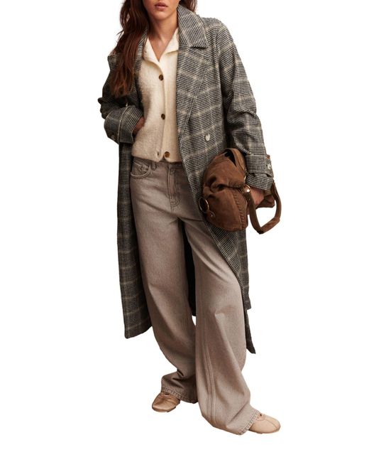 Next Brown Windowpane Plaid Coat