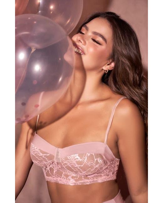 MAPALE Red Sheer Lace Lounge Set