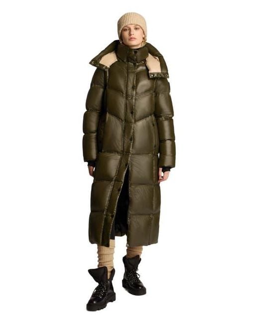 Alpenhaus Women's Green Meribel Quilted Maxi Puffer With Removable Hood