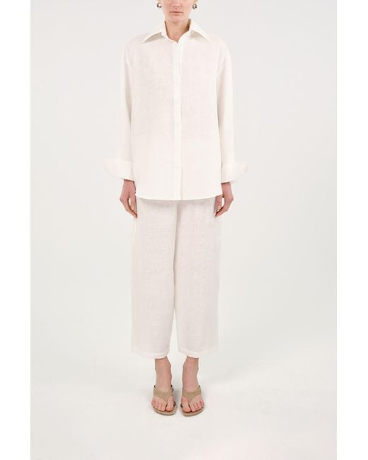 Nocturne Pink Linen Drawstring Trousers