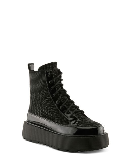 AZURA BY SPRING STEP Black Livewire Platform Combat Boot