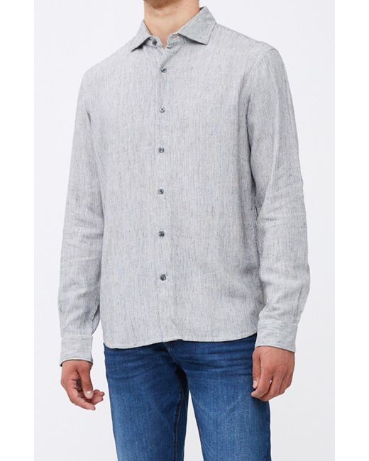 French Connection Gray Tonal Stripe Linen Blend Button-up Shirt for men
