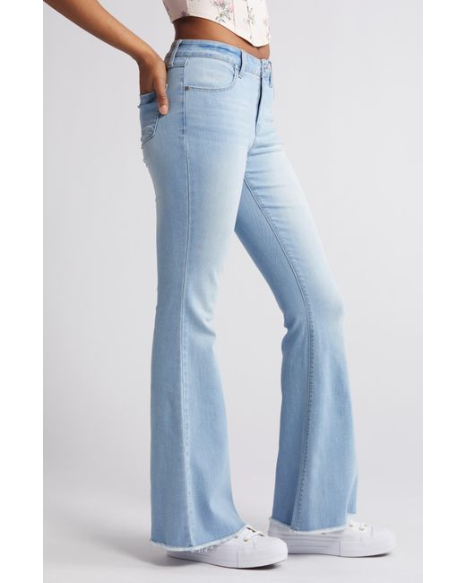 1822 Denim Blue Frayed Mid Rise Flare Jeans