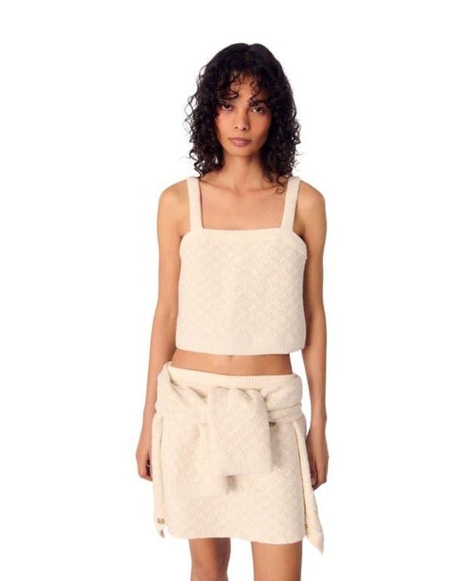 Maje Natural Tweed-Effect Knit Crop Top