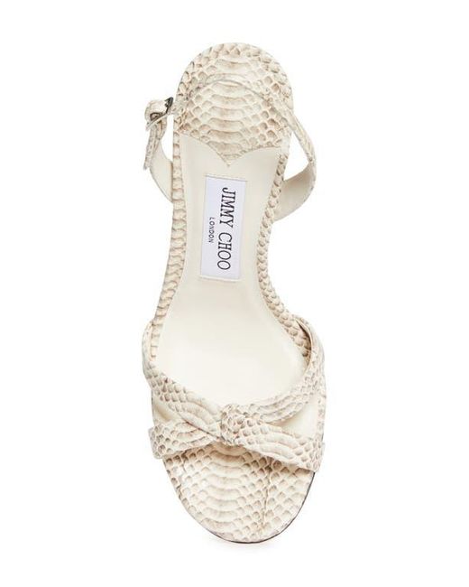 Jimmy Choo White Elsy Snakeskin Embossed Slingback Sandal