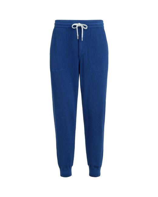 Brunello Cucinelli Men's Blue Cotton Knit Pants