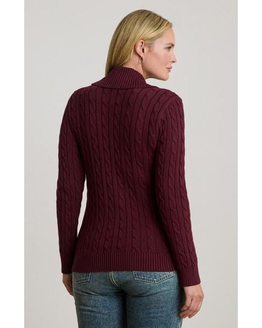 Ralph Lauren Red Cable Stitch Cotton Wrap Cardigan