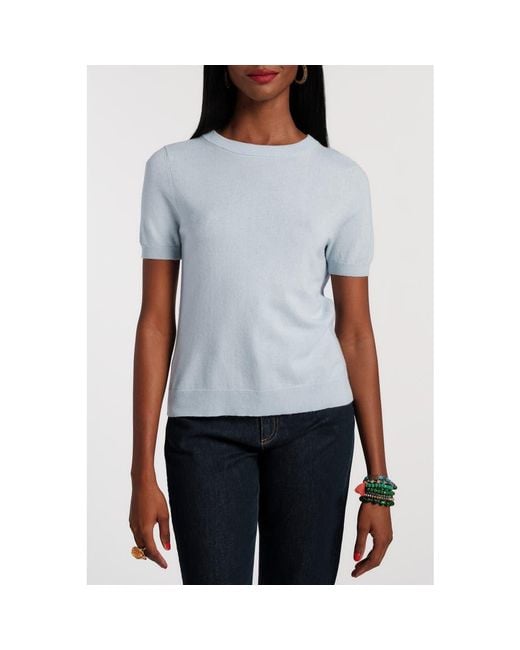 Frances Valentine Blue Jo Knit T Wool/Cotton/Cashmere Blend