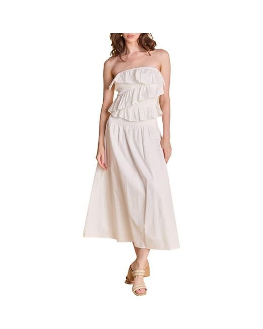 Endless Rose Women's Pink Mixed Media Ruffle Strapless Maxi Dress -  www.disolcolor.com