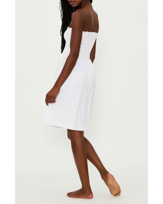 Beach Riot White Lilee Strapless Smocked Cover-up Dress