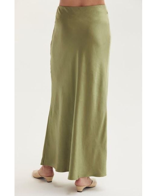 Crescent Green Crushed Satin Maxi Skirt