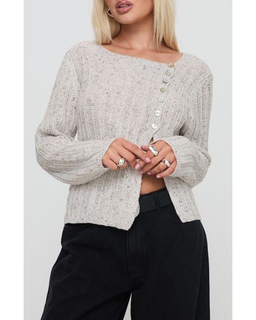 Princess Polly Gray Lneker Split Front Sweater