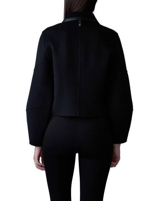 Mackage Black Solana Wool & Leather Jacket