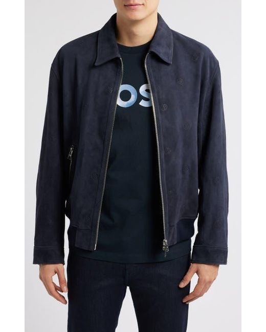 Boss Blue Merwyn Emed Leather Jacket for men