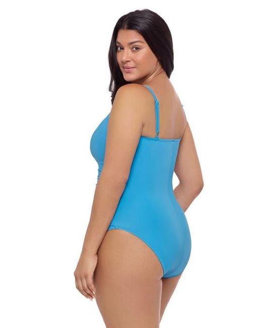S3 Blue Classic Shirred Front One Piece Swimsuit