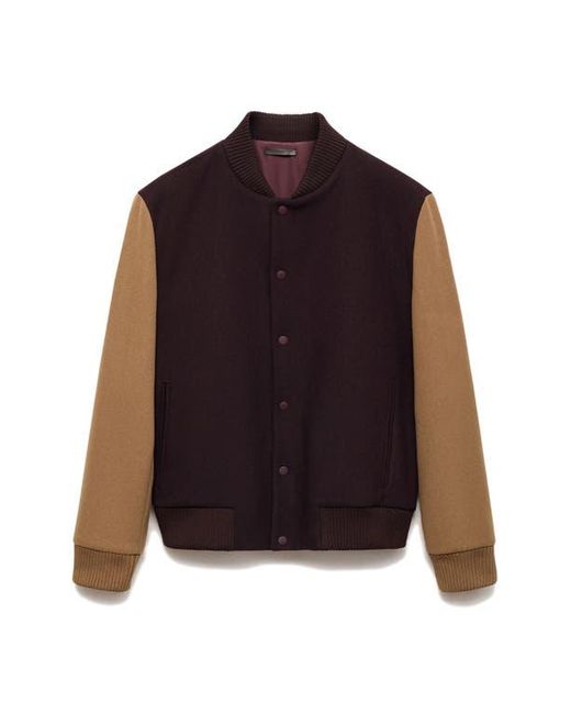 Mango Blue Two-Tone Varsity Jacket for men