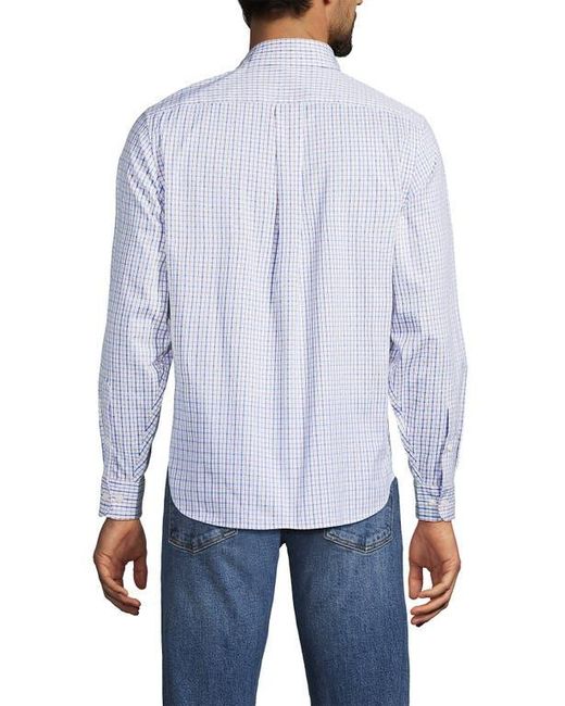 Lands' End Blue Traditional Fit Long Sleeve Travel Kit Shirt for men