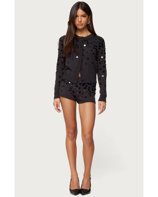 Edikted Blue Cierra Sequin Micro Shorts
