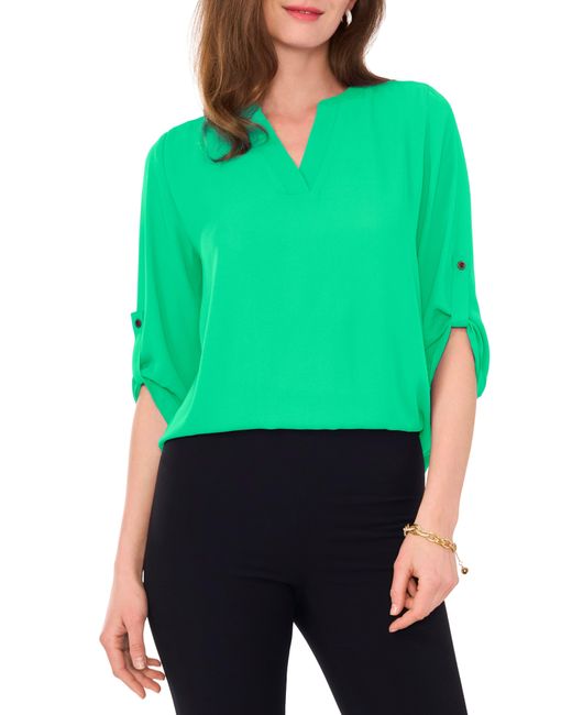 Chaus Green Split Neck Blouse