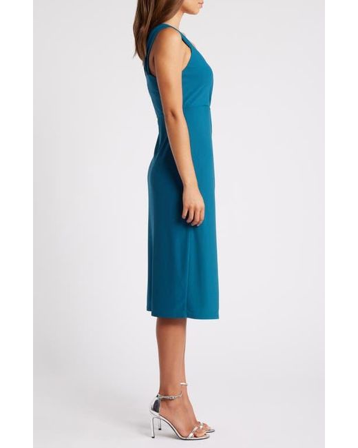 Chelsea28 Blue Gathered Jersey Dress