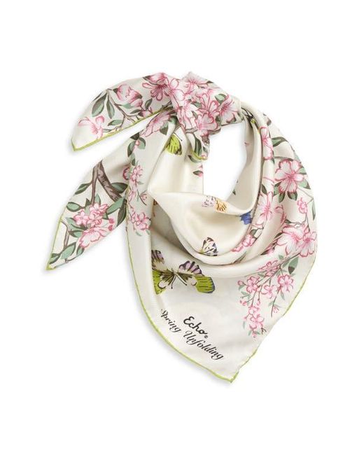 Echo White Spring Unfolding Silk Square Scarf