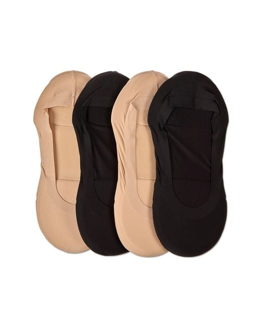 Memoi Black Assorted 4-Pack Cushioned Liner Socks