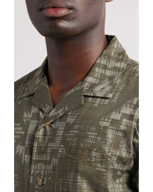 Pendleton Green Geo Pattern Cotton Camp Shirt for men