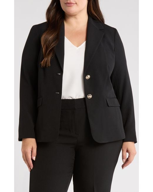 Kasper Black Stretch Crepe Two-Button Blazer