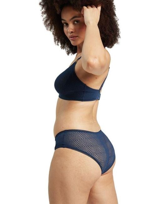 Nudea Blue The Sheer Deco Hipster Brief