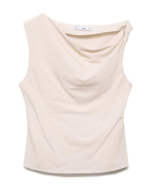 Mango White Asymmetric Drape Crop Top