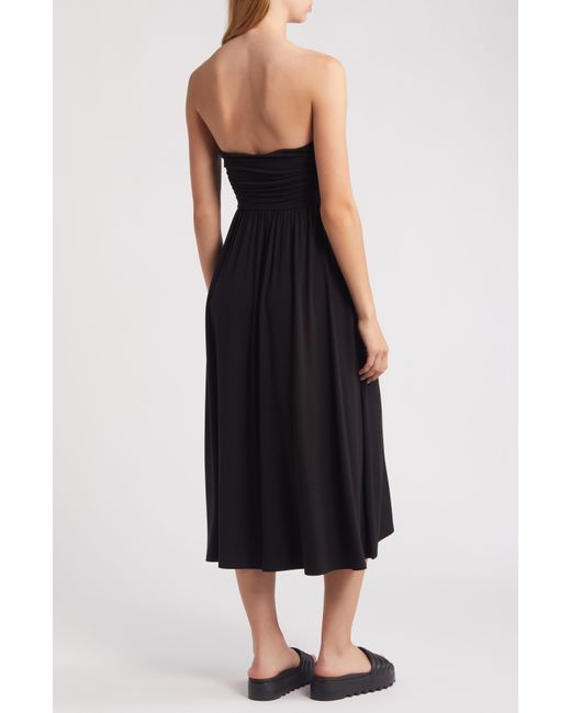 All In Favor Brown Strapless Jersey Midi Dress In At Nordstrom, Size Small