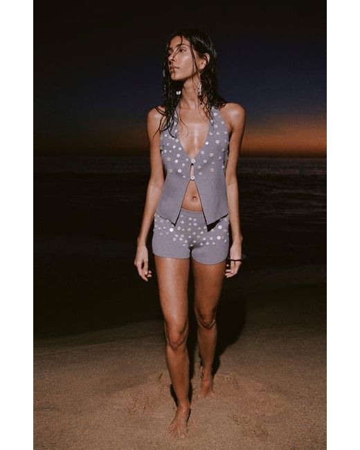 Mango Gray Decorative Button Knit Shorts