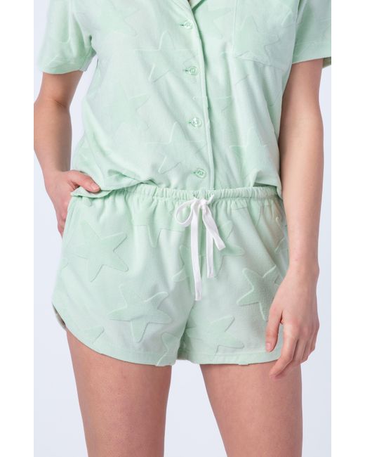 Pj Salvage Green Terry Tropics Short Pajamas