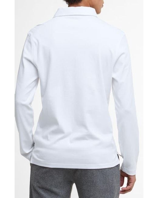Barbour White Corpatch Long Sleeve Polo for men