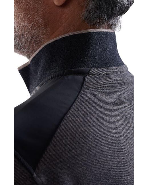 Bugatchi Black Mélange Quarter Zip Top for men