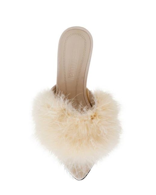 Steve Madden Natural Ashbey Faux Feather Sandal