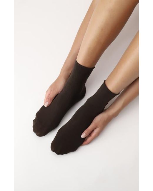 Oroblu Black Nives Wool Blend Crew Socks